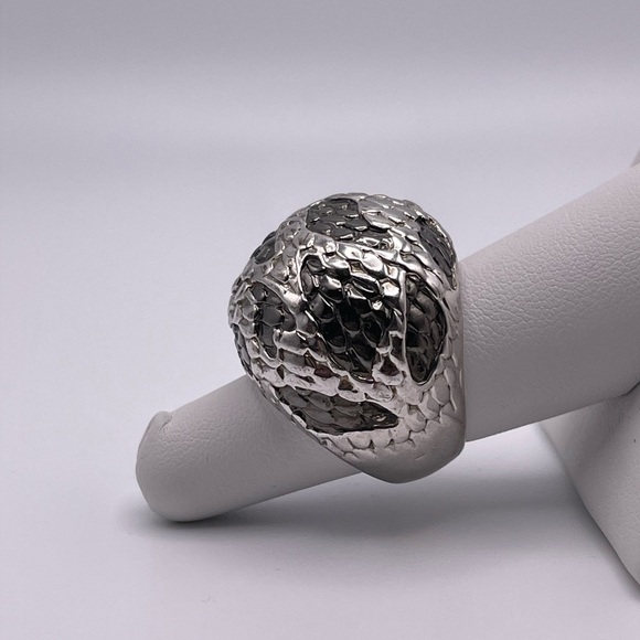 Rhodium Plated Snakeskin Chunky Ring - Size 7 - Picture 5 of 8